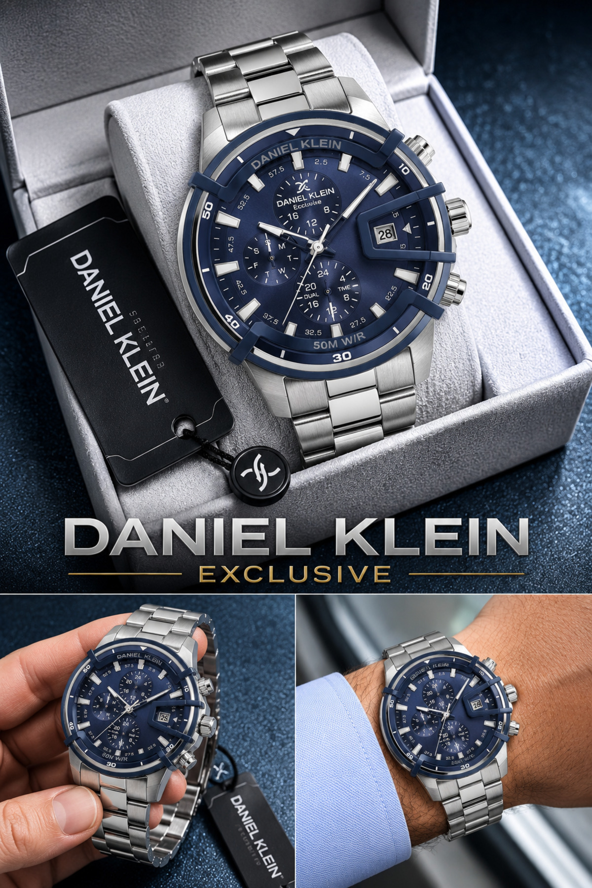 Daniel Klein Exclusive Erkek Saat Çelik Kordonlu Japon Mekanizma Özel Kutulu Şık Hediyelik Kol Saati DKE2151C4