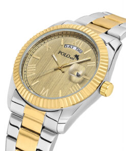polo air Ay Gün Gösterge Takvimli Erkek Kol Saati Gold Gümüş Renk PL-7076E9x