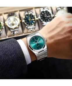 POEDAGAR Lüks Metal Erkek Kol Saati 40 mm Su yeşili Kadran Quartz Analog 3ATM Su Geçirmez - Görsel 3