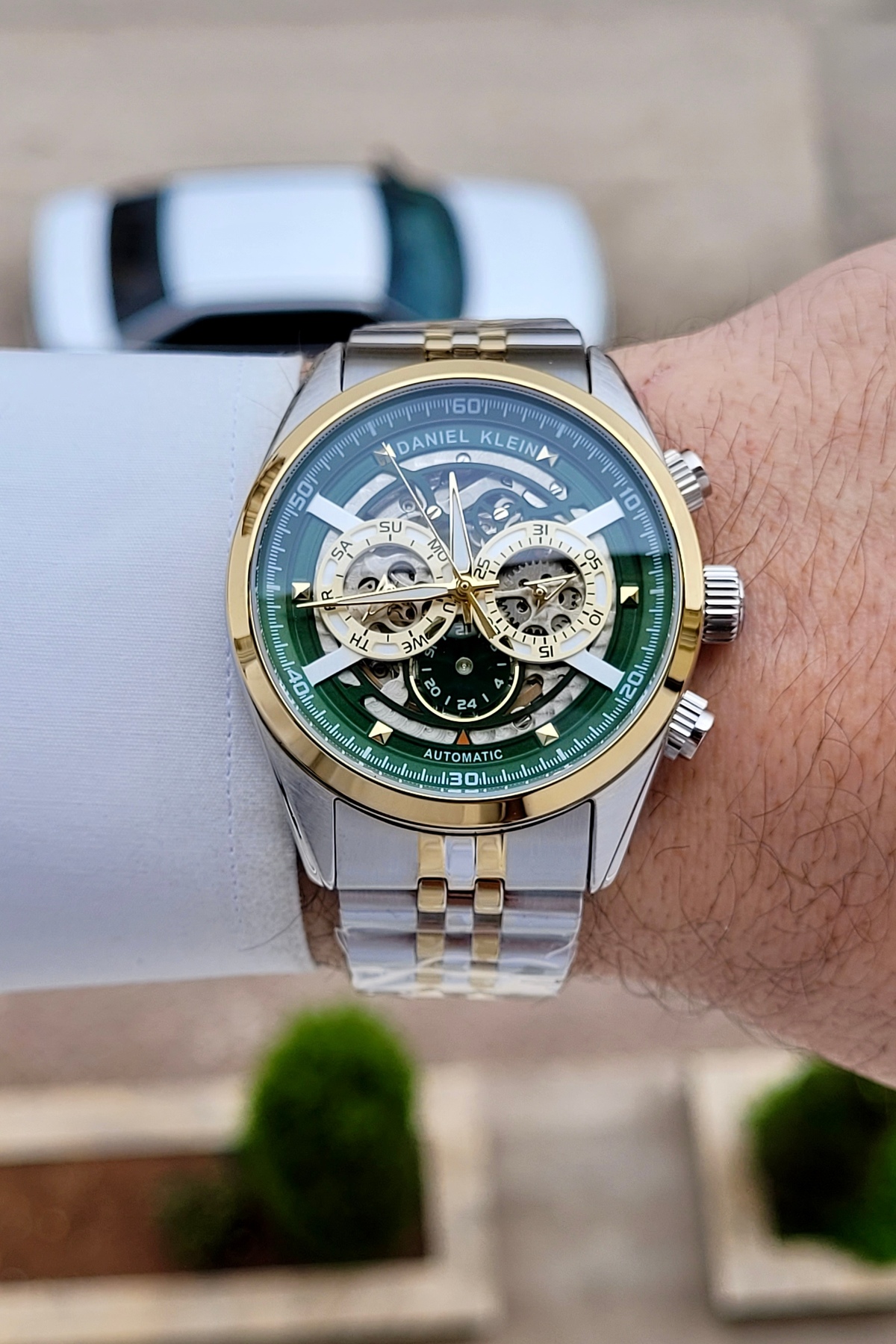 Daniel Klein Gold Gri Yeşil Renk Ayarlanabilir Kordonlu Otomatik 42 mm Fonksiyonel Erkek Kol Saati - Görsel 3