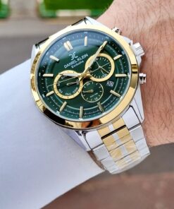 Daniel Klein Kadranı Yeşil Kordonu Gold Gümüş Renk 44 Mm İç Göstergeleri Aktif Erkek Kol Saati