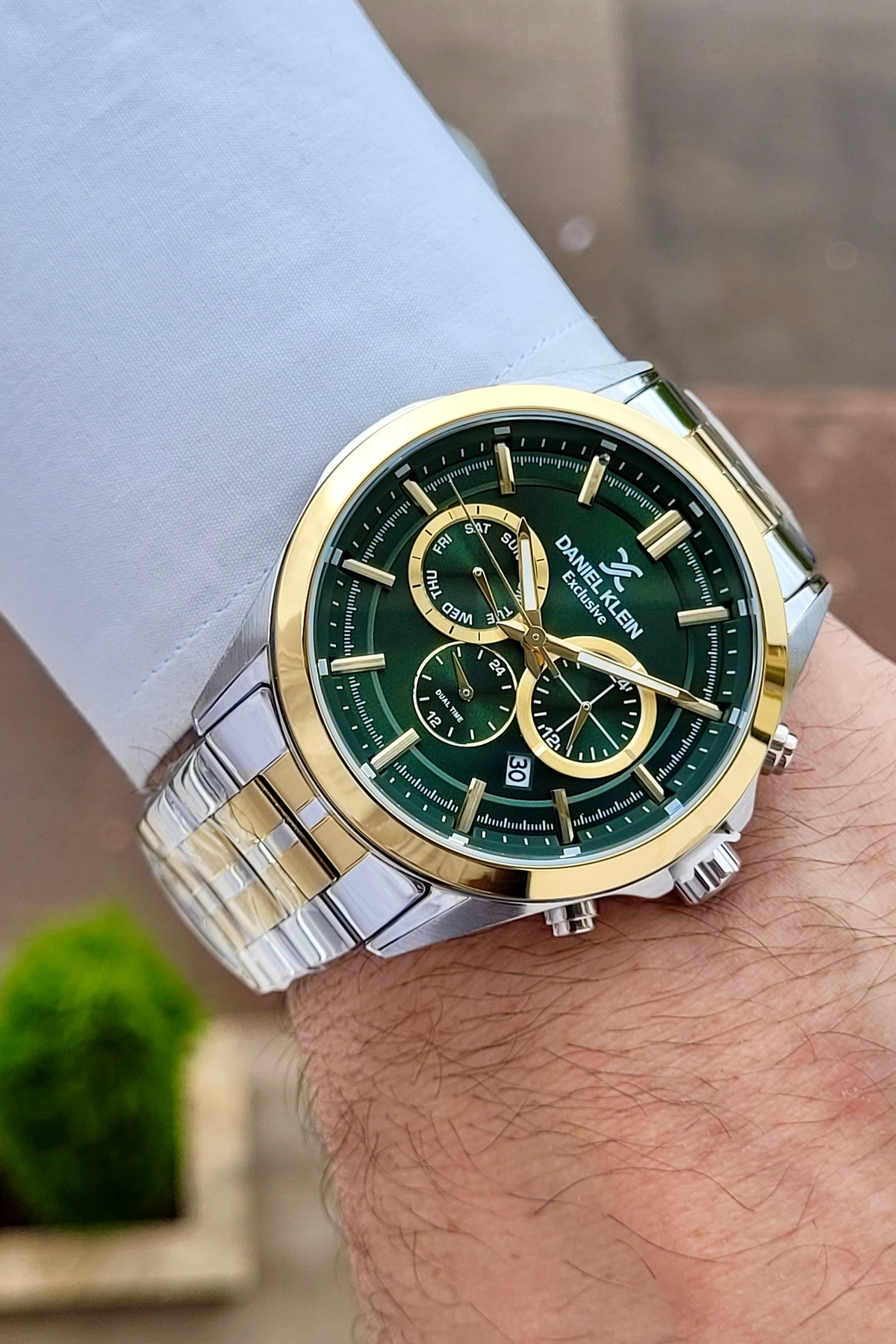 Daniel Klein Kadranı Yeşil Kordonu Gold Gümüş Renk 44 Mm İç Göstergeleri Aktif Erkek Kol Saati - Görsel 3