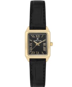 Daniel Klein Dkf.2315a Yeni Trend Gold Renk Kasa Siyah Deri Kayışlı Köşeli Kadın Kol Saati