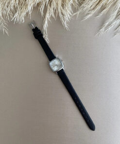 QUARTZ Retro Minimal Tasarım Vintage Kare Kasa Model- SİYAH RENK Kordon- Kadın Kol Saati