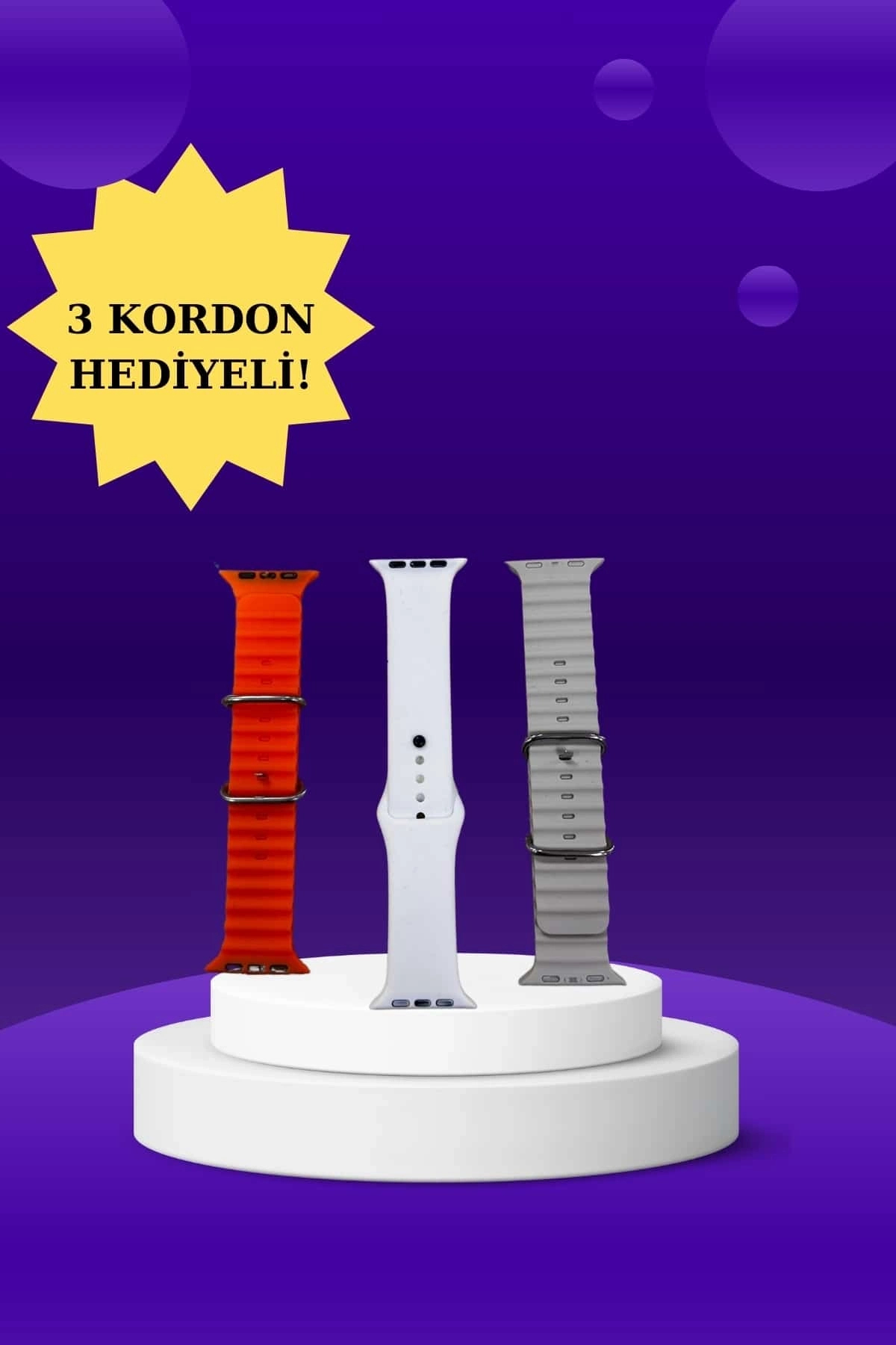 ARMÜZ Akıllı Saat Arama Görüşme Bildirim Görme Uyku Ve Sağlık Takibi Nabız Ölçer 3 Kordon Hediyeli - Görsel 3