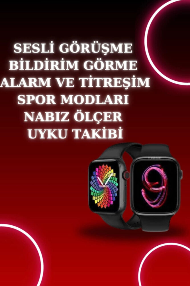 ARMÜZ Akıllı Saat Arama Görüşme Bildirim Görme Uyku Ve Sağlık Takibi Nabız Ölçer 3 Kordon Hediyeli - Görsel 2
