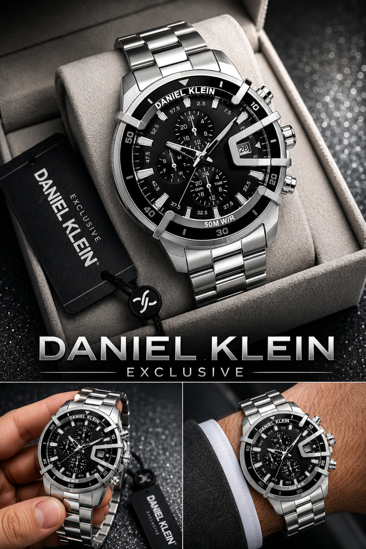 Daniel Klein Exclusive Erkek Saat Çelik Kordonlu Japon Mekanizma Özel Kutulu Şık Hediyelik Kol Saati DKE2151C5