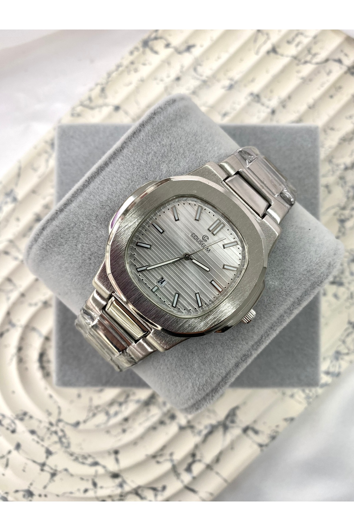 Mazzy Eşref Tek Model İçi Beyaz Patek Çelik Kol Saati