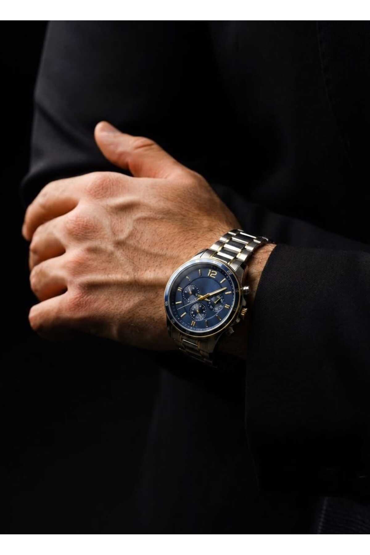 Evaa Jewelry Accessories Sarı Lacivert Özel Tasarım Taraftar Erkek Kol Saati - Şık Hediyelik Özel Kutusunda