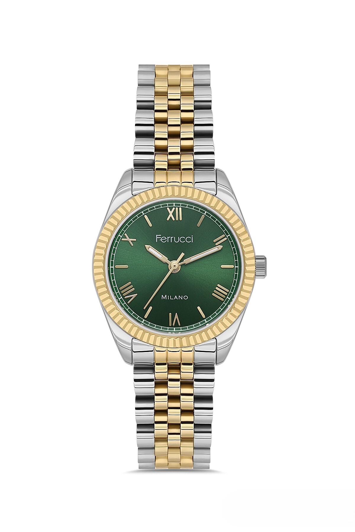 Ferrucci Rolex Kasa Takvimli İçi Yeşil Kadın Kol Saati