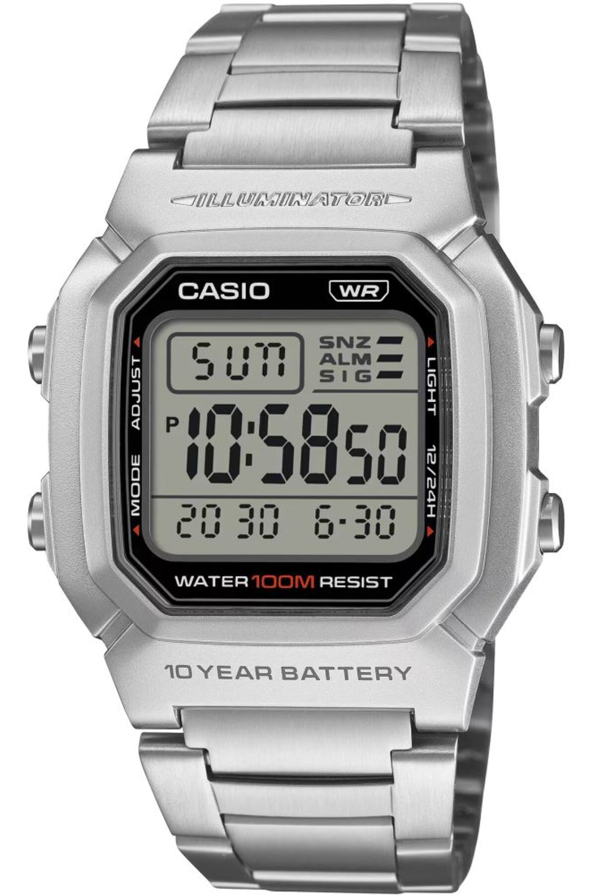 Casio W-800HD-1AVDF Gümüş Çelik Kordon 10 Yıl Pilli Dijital Erkek Kol Saati