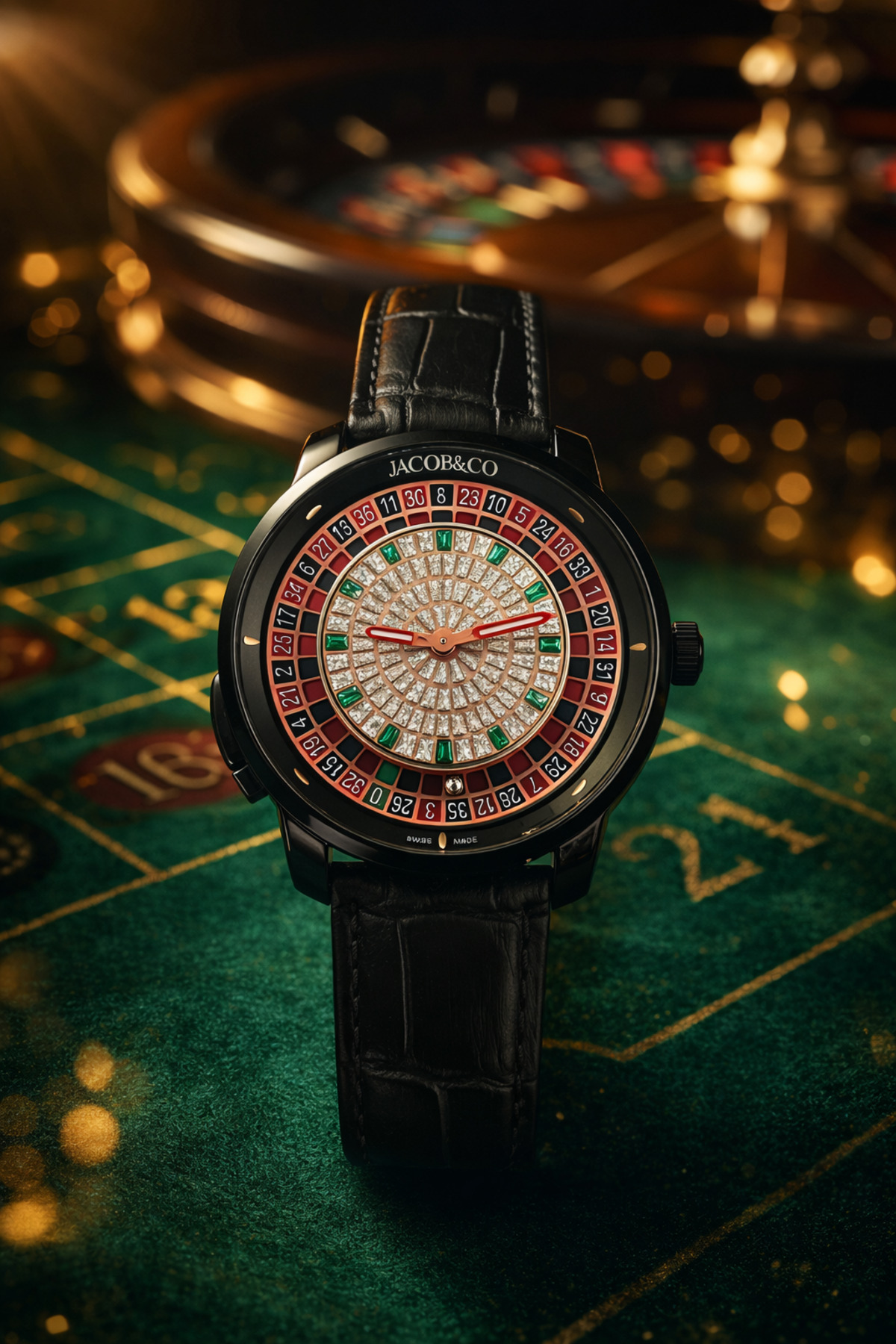 G-Sport POLO Jacoob Casino Rulet Dönen Otomatik Mekanizma Haki Deri Kol Saati (Özel Kutulu)