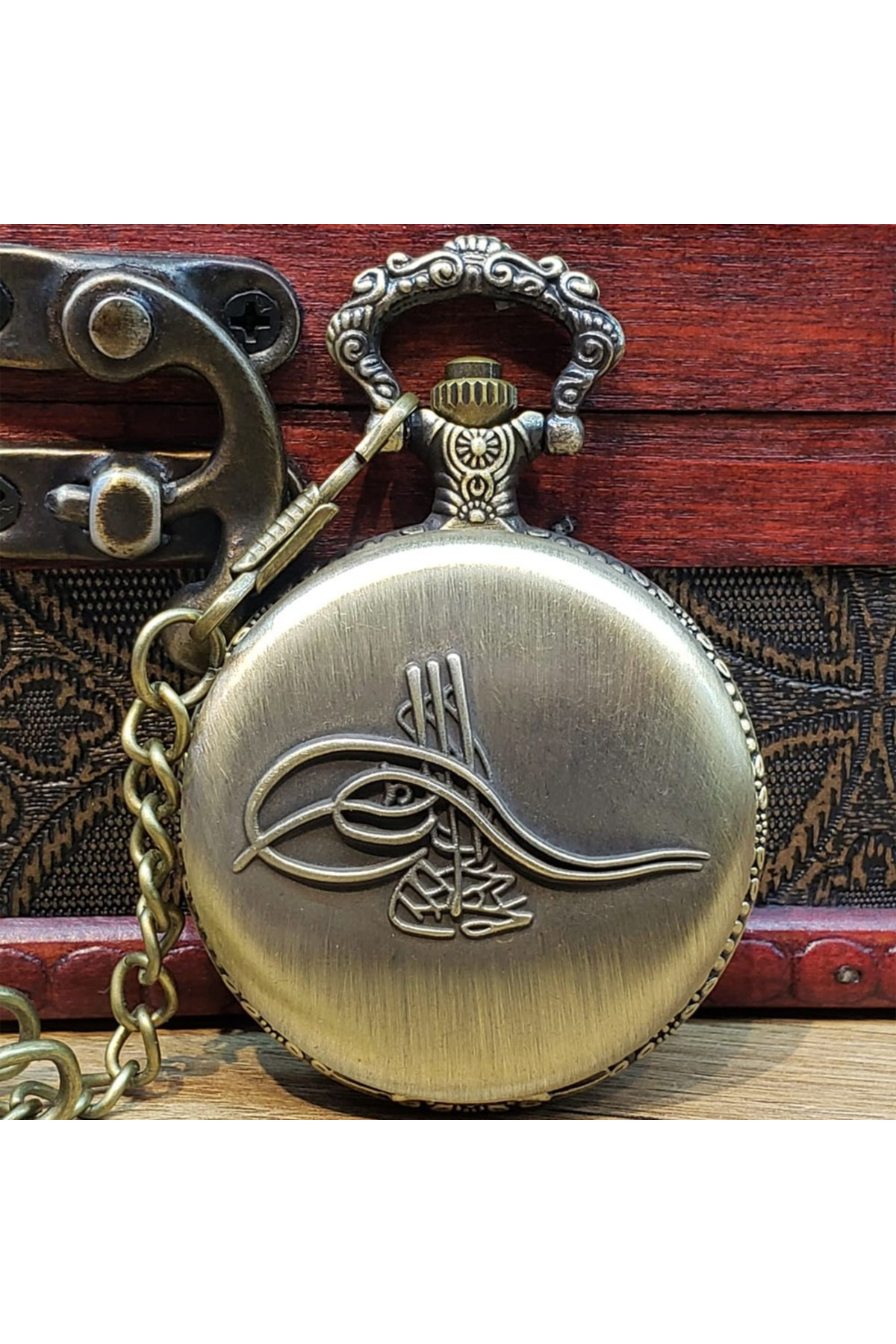 Genel Markalar Osmanlı Tuğralı Köstekli Saat, Antika Nostaljik Zincirli Cep Saati, Hediyelik, Kişiye özel, Doğum günü,