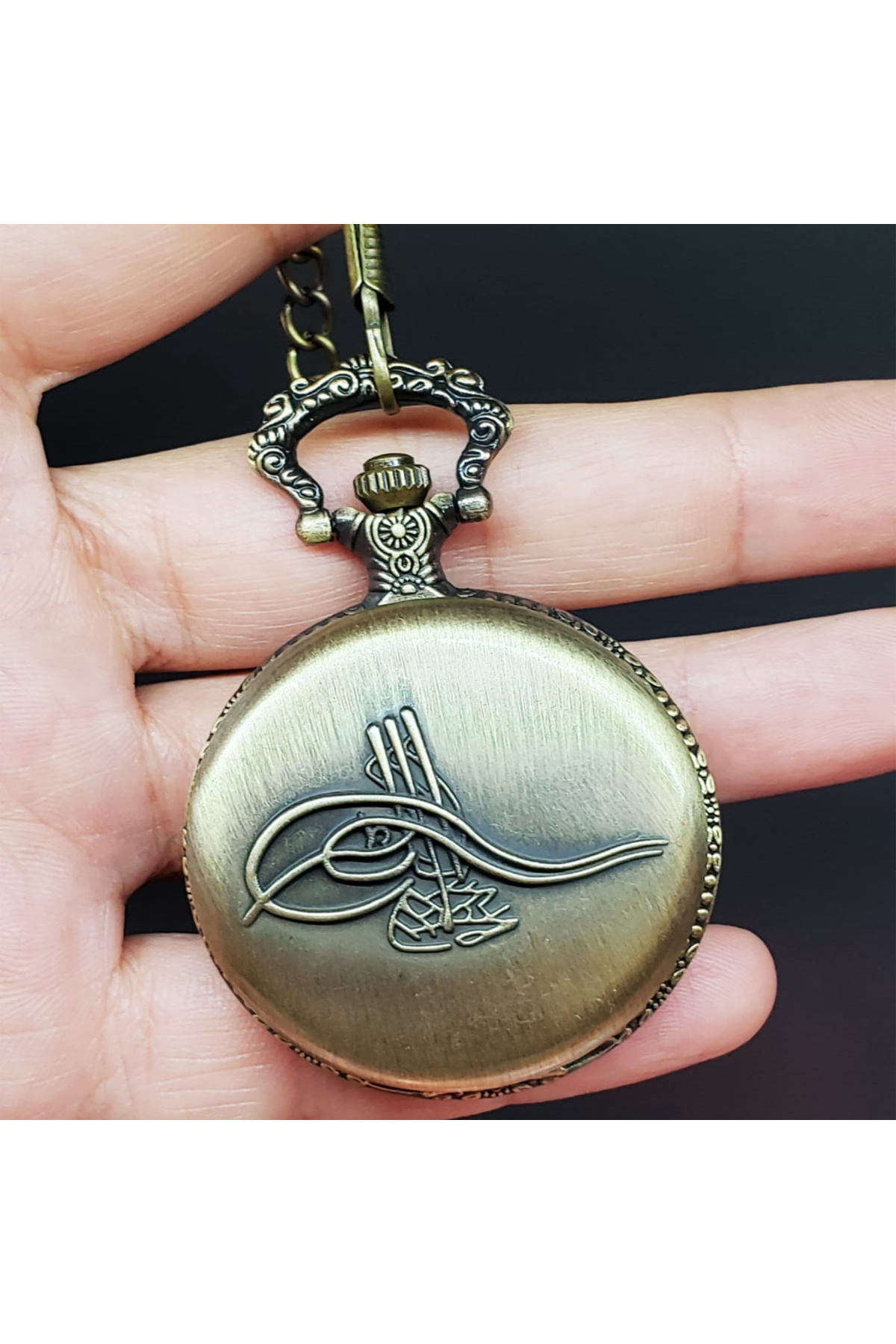 Genel Markalar Osmanlı Tuğralı Köstekli Saat, Antika Nostaljik Zincirli Cep Saati, Hediyelik, Kişiye özel, Doğum günü, - Görsel 3