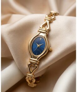 KLISHE Butik Pinterest Kadın Çelik Saat Gold Renk & Mavi Kadran Luxury Edition | Şık Zarif Vintage Saat Old Money Kadın Kol Saati 2026