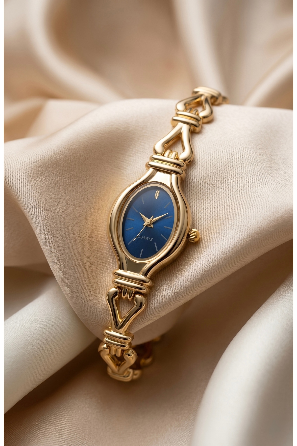 KLISHE Butik Pinterest Kadın Çelik Saat Gold Renk & Mavi Kadran Luxury Edition | Şık Zarif Vintage Saat Old Money Kadın Kol Saati 2026