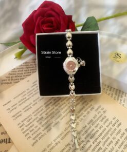 chaoyada Pinterest Bordo Kalp Charm Vintage Kadın Saat Özel Kutusunda