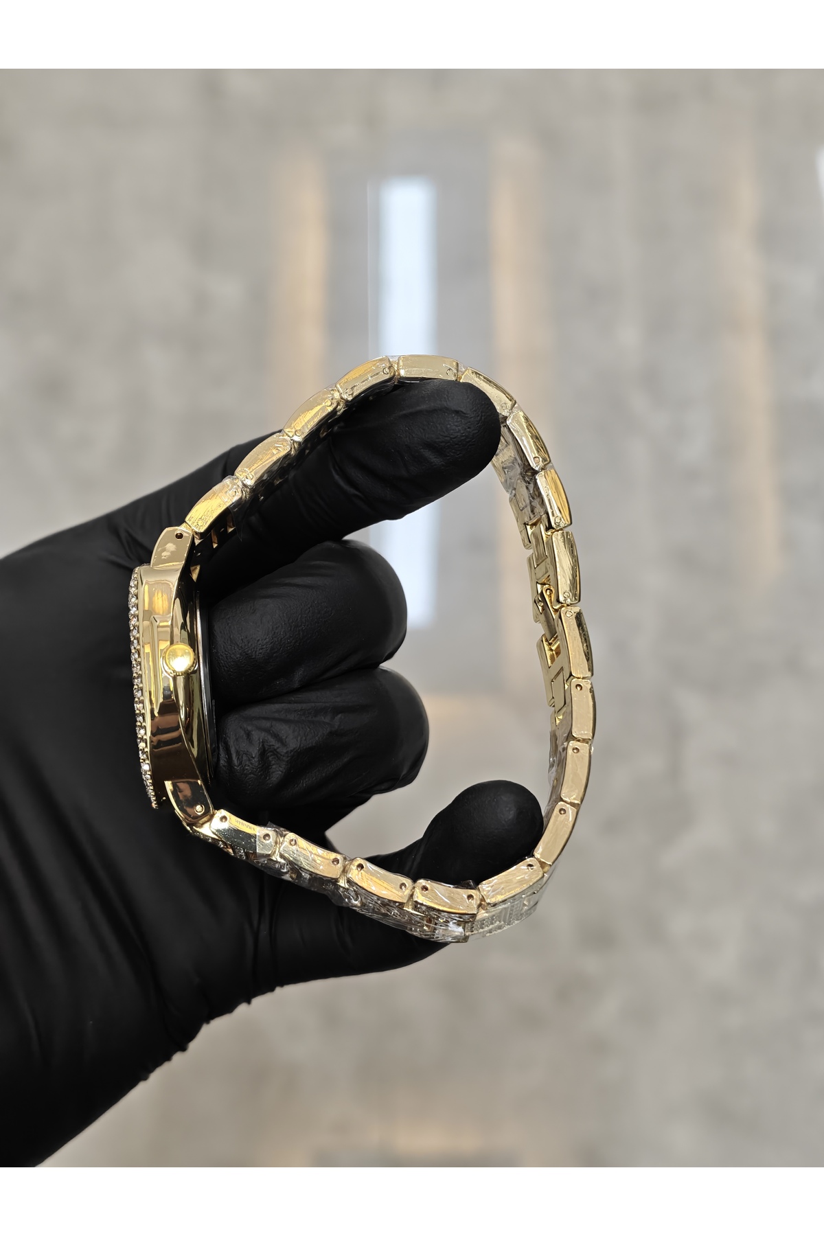 Glapzen Gold Komple Taşlı Kadın Kol Saati - Zirkon Taş İşlemeli Lüks Saat (Kutulu) - Görsel 3
