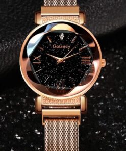 Gogoey Kadın Kol Saati Lüks Moda Şık Trend Set Saat Rose Gold Hasır
