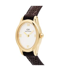 Daniel Wellington Ophelia Mini Dark Brown Lizard White Guilloche Gold - Görsel 3