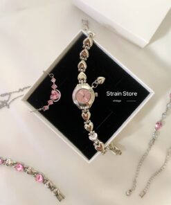 chaoyada Pinterest Model Pembe Kalp Charm Vintage Saat Hediyelik Özel Kutusunda