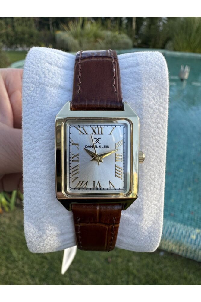 Daniel Klein Dkf.2315a Yeni Trend Gold Renk Kasa Kahverengi Deri Kayışlı Köşeli Kadın Kol Saati - Görsel 2