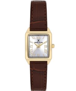 Daniel Klein Dkf.2315a Yeni Trend Gold Renk Kasa Kahverengi Deri Kayışlı Köşeli Kadın Kol Saati