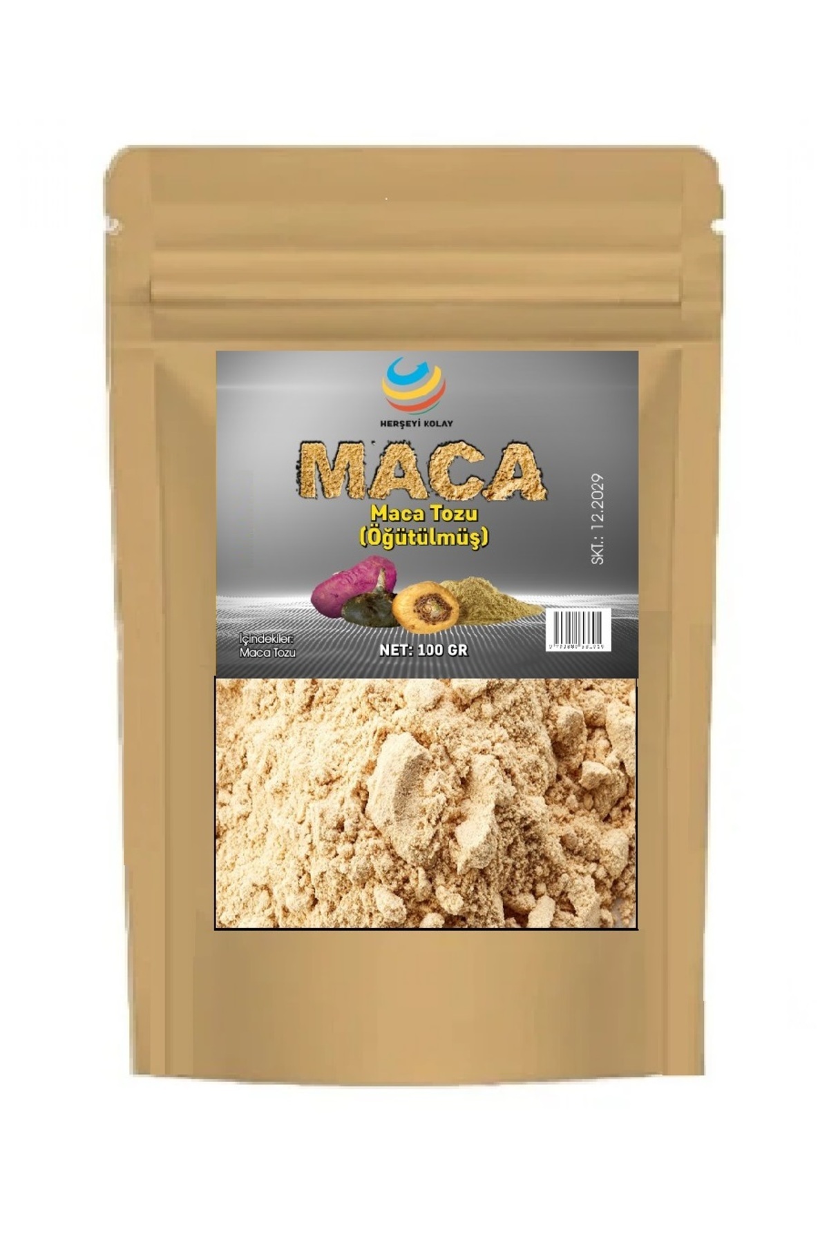 Herşeyi Kolay Maca Kökü Tozu (100gr) Maka Kökü Tozu Saf ( Maka ) Maca Root Lepidium Tozu Öğütülmüş