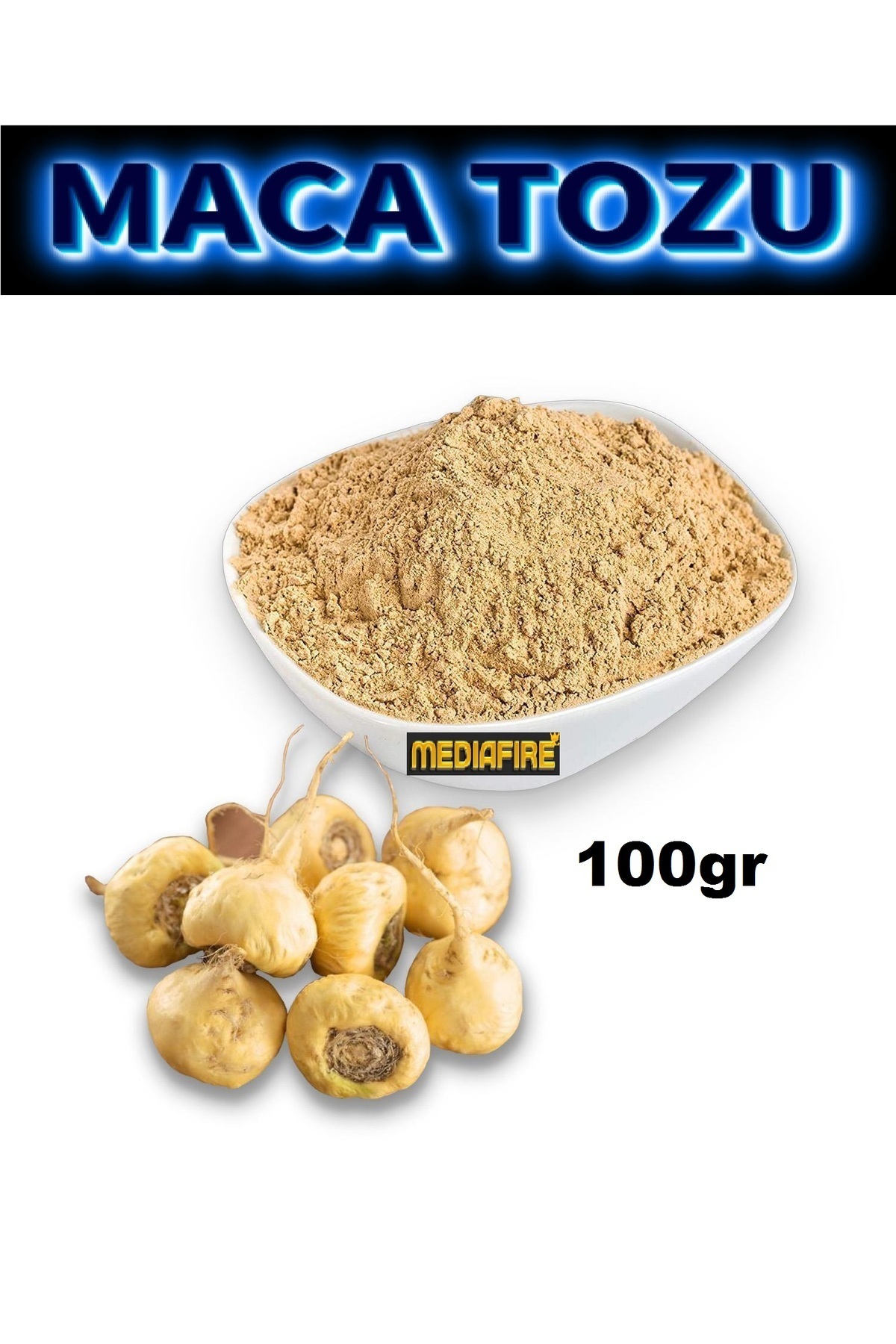 MediaFire Öğütülmüş Gerçek Saf Maca ( Maka ) Kökü Tozu 100 gr - Maca Root Lepidium