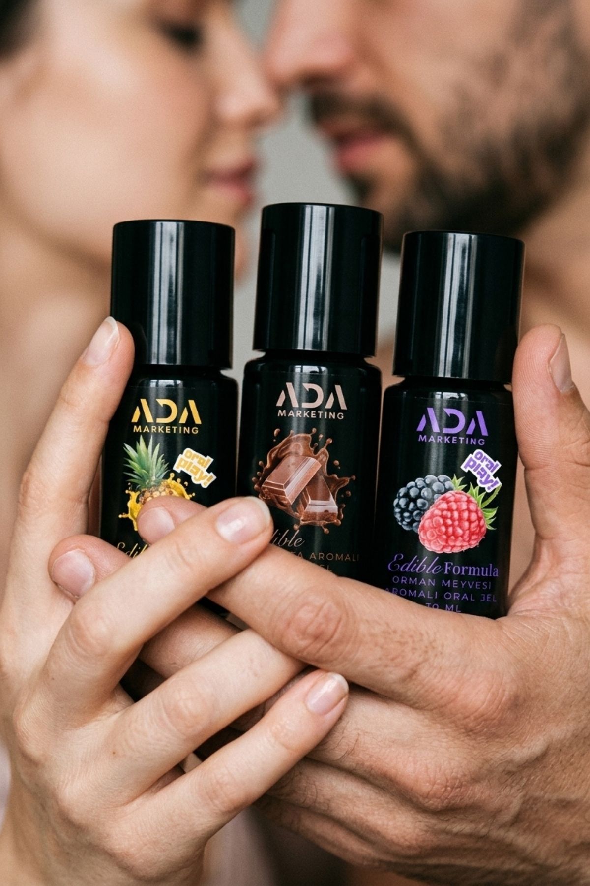 Ada Marketing 3’lü Yenilebilir Aromalı Jel Seti 30 ml Çikolata Ananas Orman Meyvesi