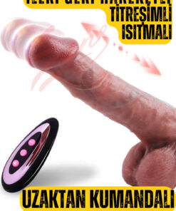 Erotica Şarjlı Cinsel Oyuncak Uzaktan Kumanda İleri Geri Hareketli Titreşimli Isıtmalı Dildo Vibratör 19 CM