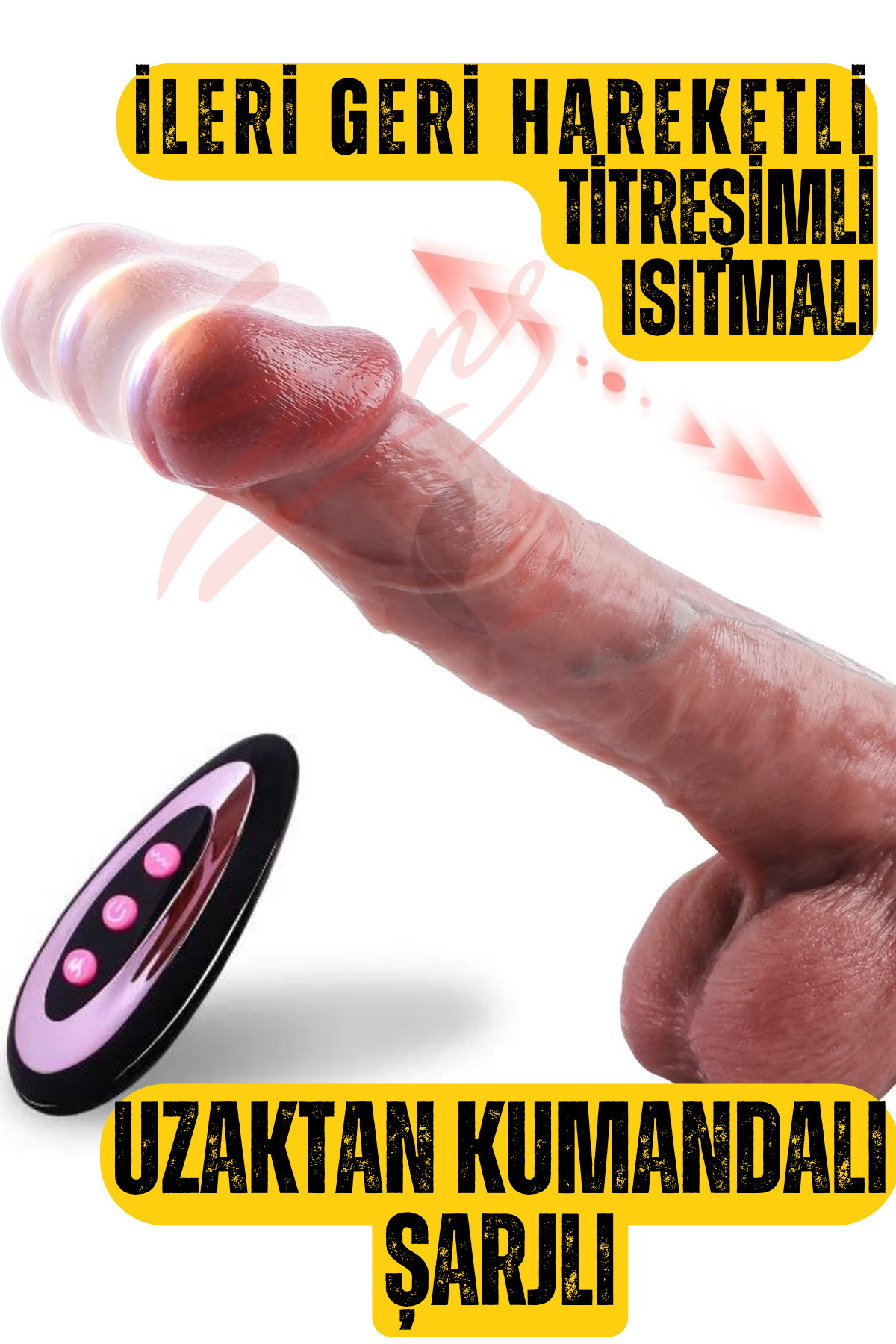 Erotica Şarjlı Cinsel Oyuncak Uzaktan Kumanda İleri Geri Hareketli Titreşimli Isıtmalı Dildo Vibratör 19 CM