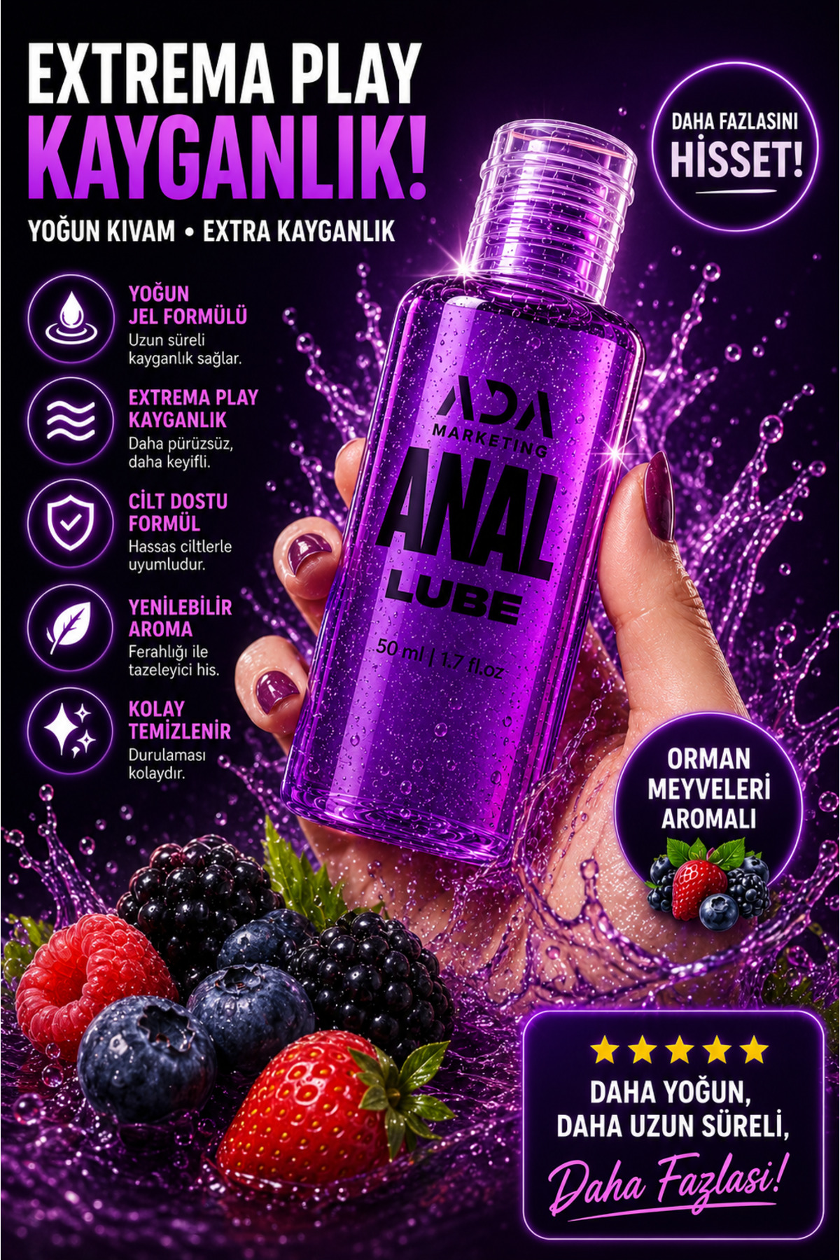 Ada Marketing Kadınlara Özel 50 ml Orman Meyveli Anal Kayganlaştırıcı Jel – Anal Konfor Için Destekleyici Formül