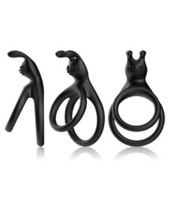 Alternative view of Lolita Shop Klitoris Uyarıcılı Yüksek Kaliteli Esnek Silikon Dokuda Testis ve Penis Halkası