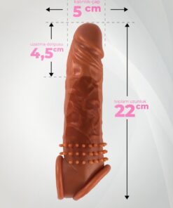 Lolita Shop Gerçekçi Ten Hissi Uzatmalı 4,5 Cm Dolgulu 22 Cm Tırtıklı Esnek Realistik Melez Penis Dildo Kılıfı - Görsel 3
