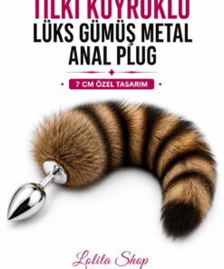 Lolita Shop Tilki Kuyruklu Lüks Gümüş Metal 7 Cm Anal Fantezi Ürün Açıcı Genişletici Alıştırıcı Anal Plug Tıkaç