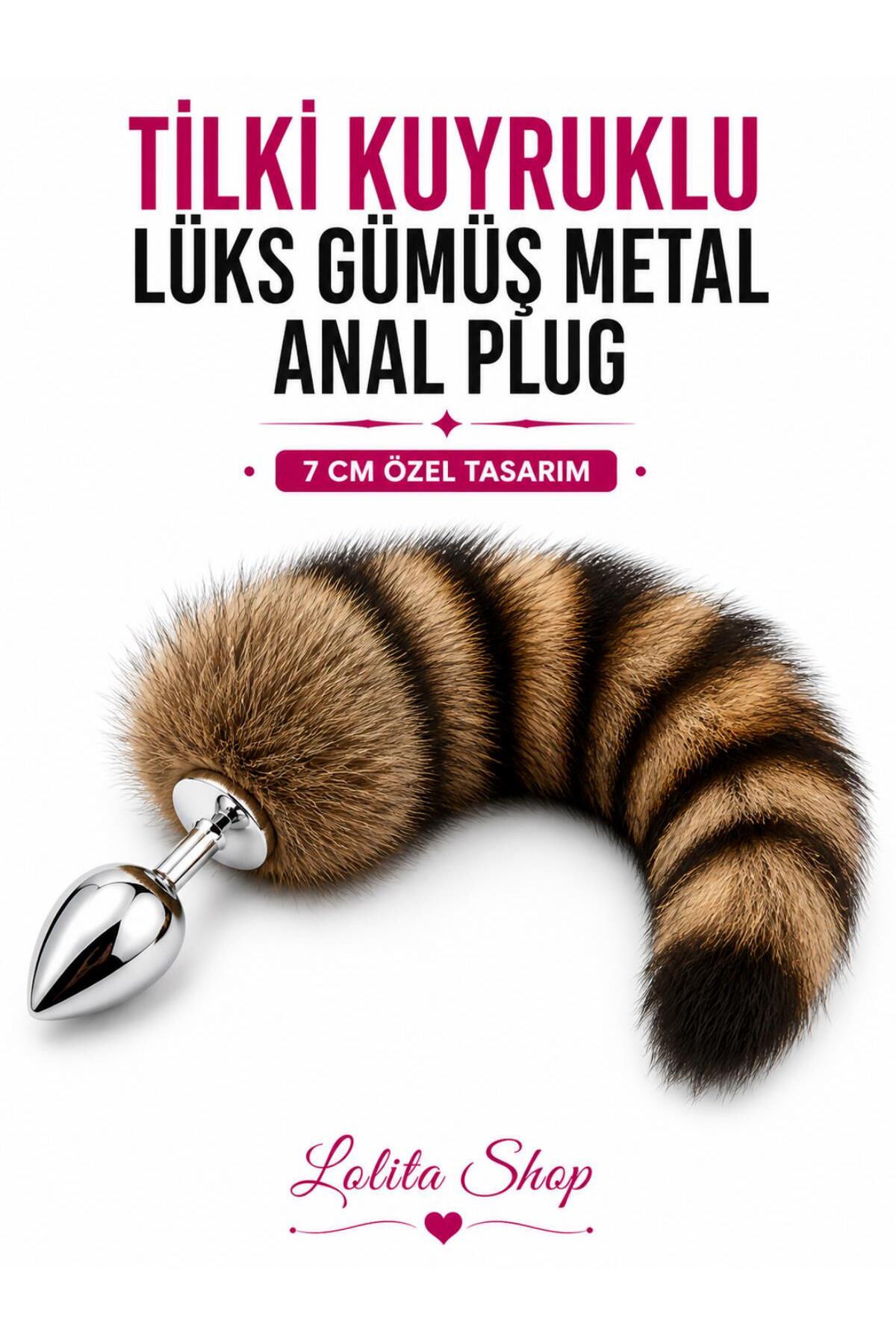 Lolita Shop Tilki Kuyruklu Lüks Gümüş Metal 7 Cm Anal Fantezi Ürün Açıcı Genişletici Alıştırıcı Anal Plug Tıkaç
