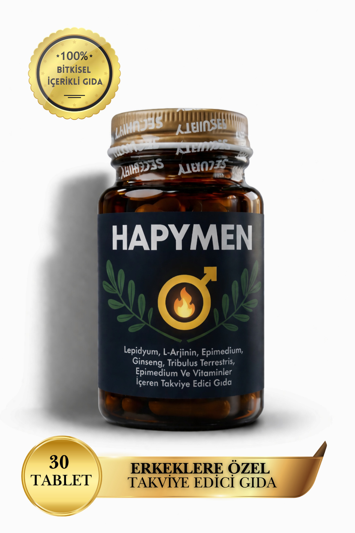 Hapymen Lepidyum, L-Arjinin, Epimedium, Ginseng, Tribulus terrestris ve Vitaminler Takviye Gıda