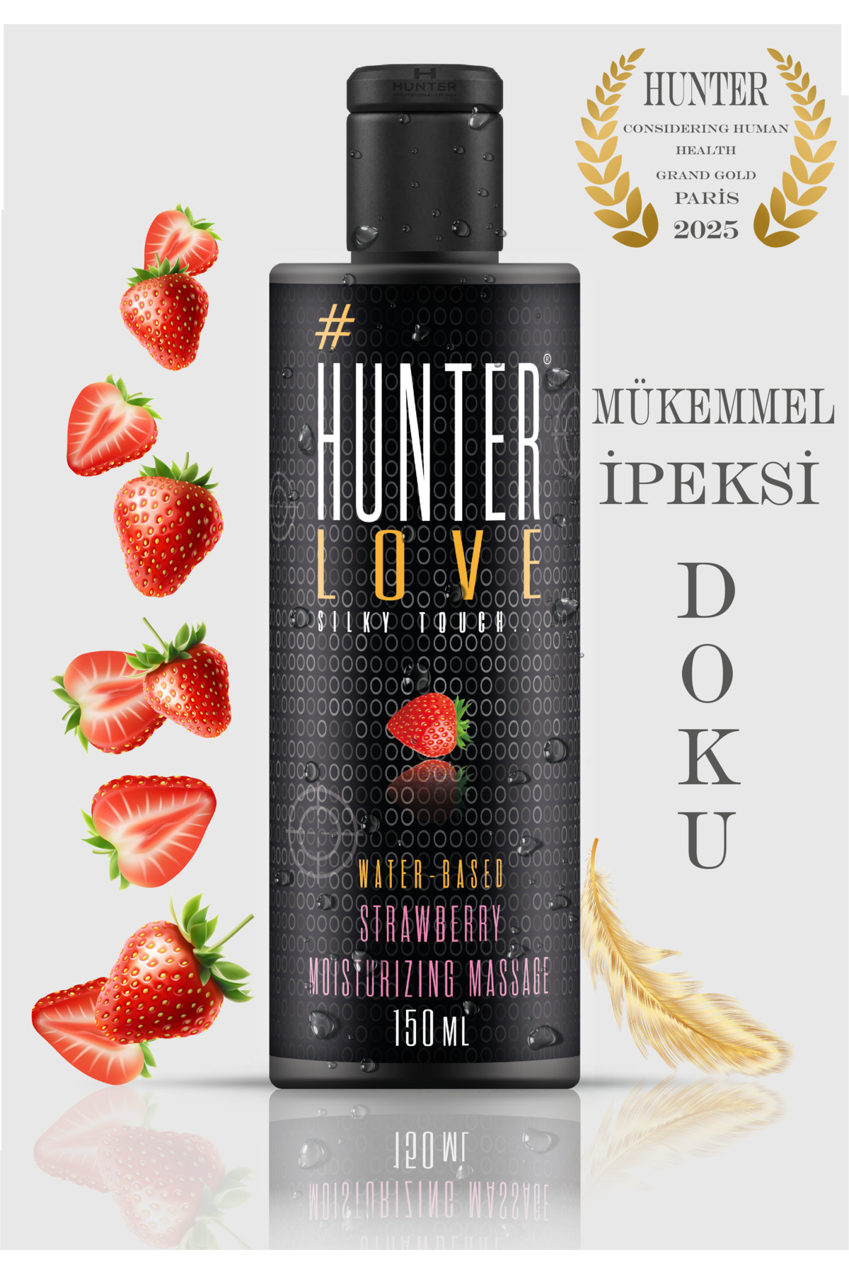 Hunter Love Kayganlaştırıcı Masaj Jel 150 ML ÇİLEK Masaj Jeli Lubricant Gel Özel Seri Premium