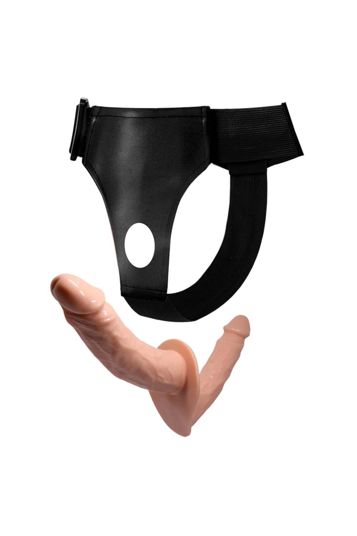 Medcup 18 cm Çift Taraflı İçi Dolu Gerçek Hisli Belden ayarlamalı Penis