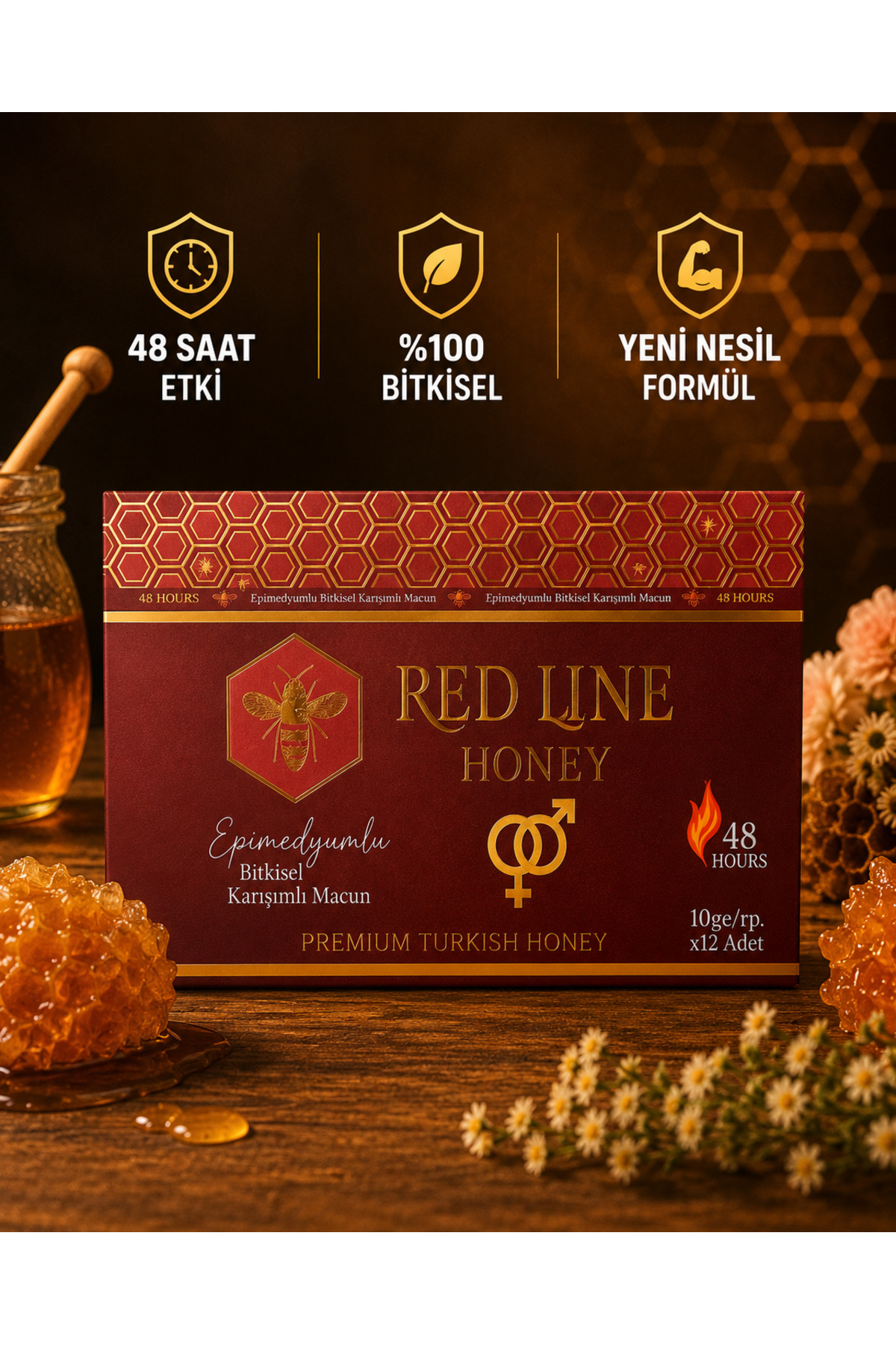 Red Line Bitkisel Sertlestiricilinz Azdiriçıln Geciktiriçilx Erkenx1 Bosalmax1 Kuvvet Güç Performanse Macun Premium 12x10 Gr Sticks