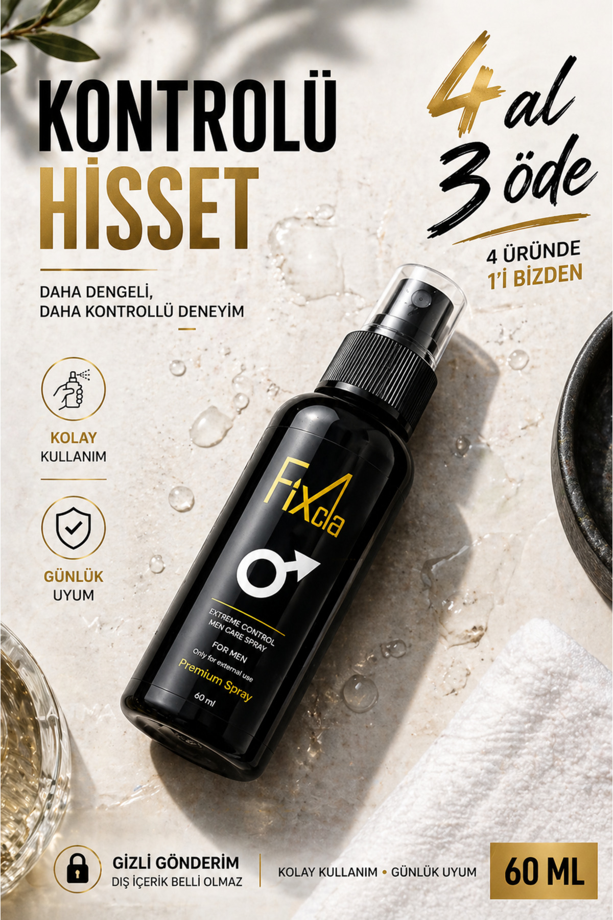 FixCla Gold Erkek Uzun Deneyim Spreyi 60 ML Yeni Nesil Premium