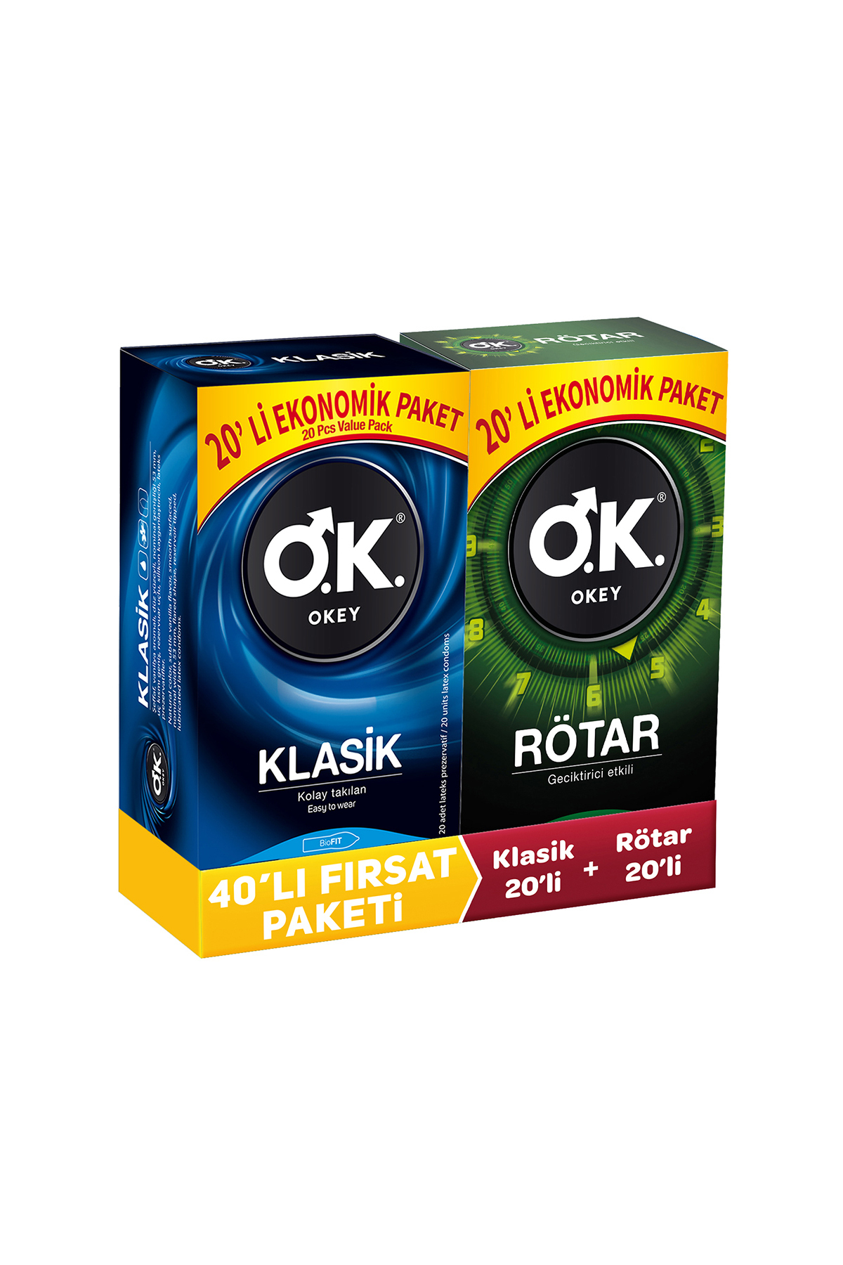 Okey Klasik 20'li Prezervatif & Rötar 20'li Prezervatif
