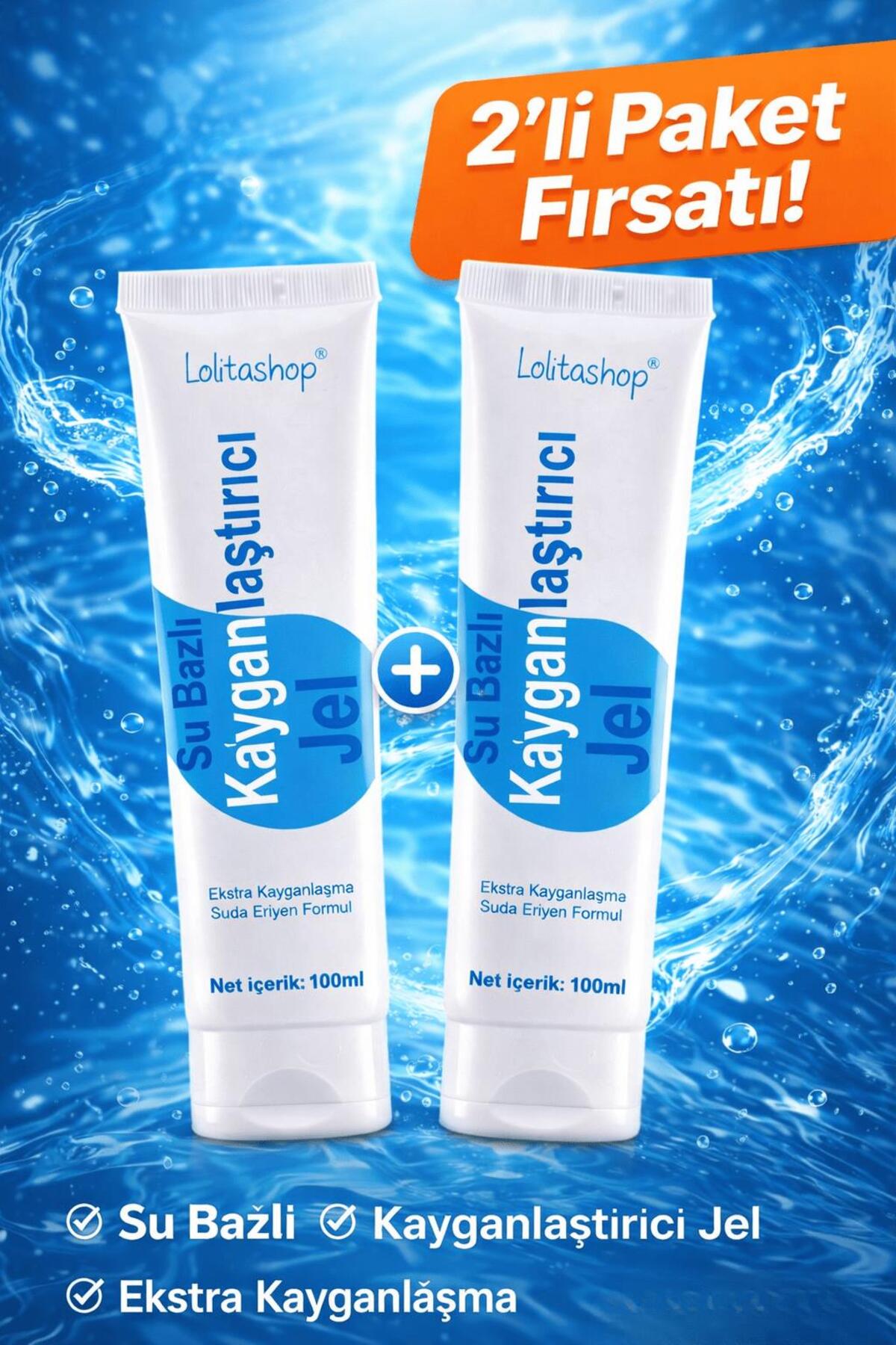Lolita Shop 2'li Fırsat Paketi Su Bazlı Aromasız Kokusuz 200 ML Kaydırıcı Sade Ekstra Kayganlaştırıcı Jel Seti