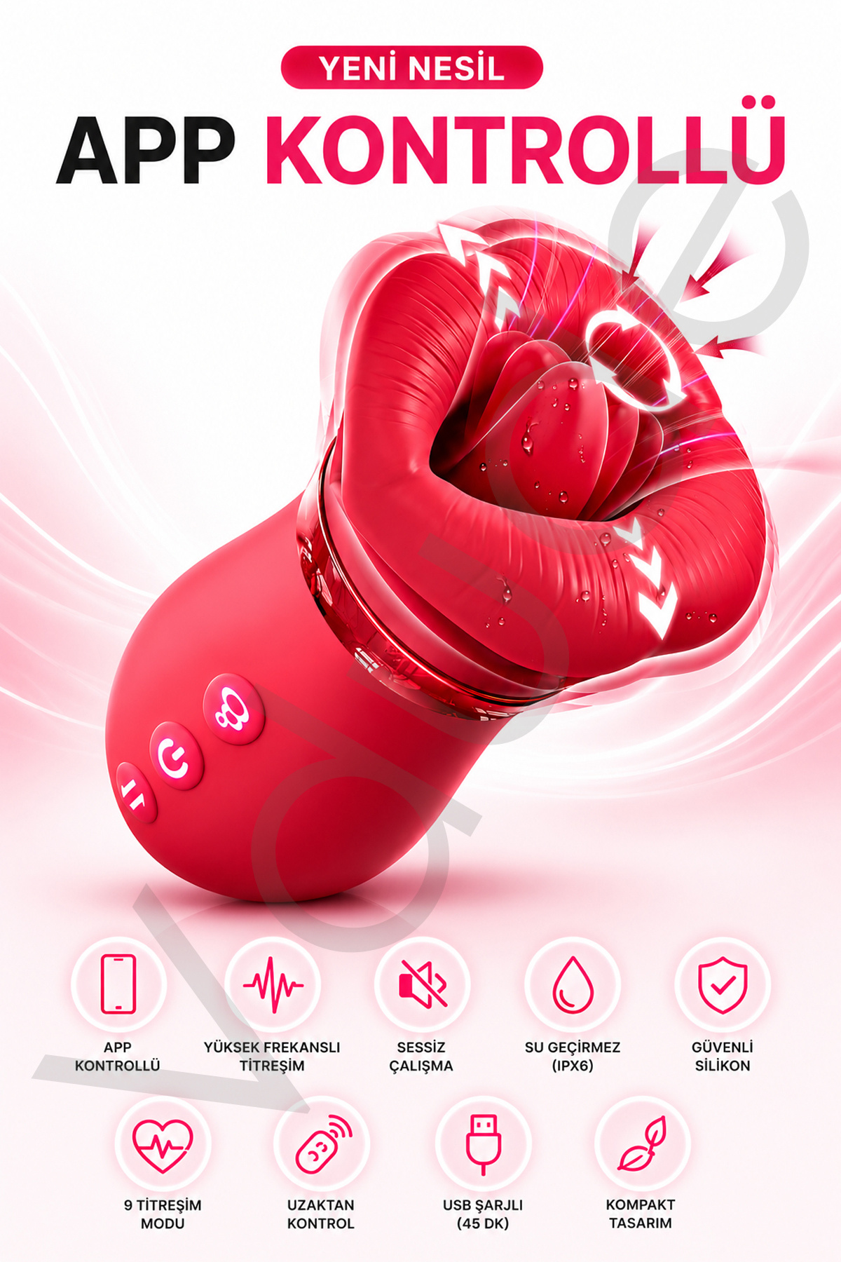 Vdude APP Şarjlı Klitoris Uyarıcı Güçlü Emiş ve Titreşimli Sessiz Gerçekçi Oral Vibratör