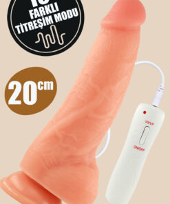 FEMSTAR Kalın ve Güçlü Titreşimli Vibratör 20 cm Vantuzlu Büyük Yapay Penis Suni Realistik Vibratörlü Dildo