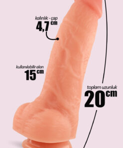 Alternative view of FEMSTAR Kalın ve Güçlü Titreşimli Vibratör 20 cm Vantuzlu Büyük Yapay Penis Suni Realistik Vibratörlü Dildo