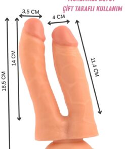 Alternative view of Lolita Shop Ten Renginde Çift Başlıklı Vantuzlu Gerçekçi Et Dokusunda Anal Vajinal Dildo Çatal Realistik Penis