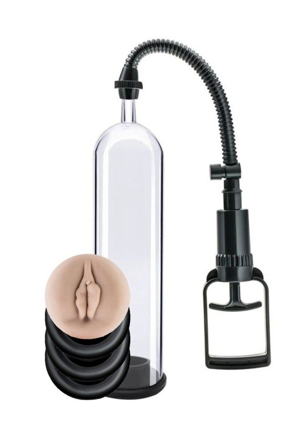 Agorshop İnce Tüplü Yedek Başlıklı Vajina Başlıklı Penis Pompası