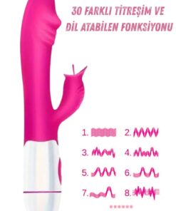 Alternative view of Lolita Shop Çift Motorlu Dil Atabilen Klitoris Uyarıcılı Usb Şarjlı 30 Mod Titreşimli Silikon Teknoloji Vibratör
